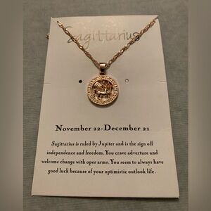 Sagittarius Pendant on 19” Chain in Rose Gold Color
